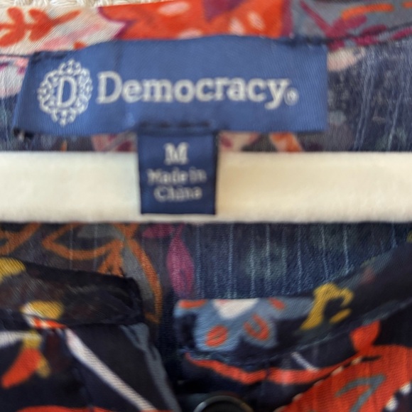 Democracy | Flowy Semi-Sheer Long Blouson Sleeve Blouse with Smocked Hem M… - Picture 8 of 10